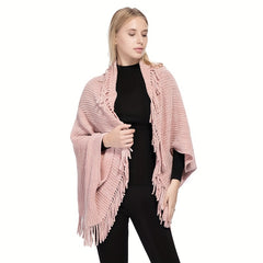 Warm Knitted Cardigan Fringe Shawl Wrap Windproof Cape
