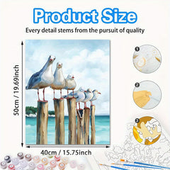 Seagull 40 64x50 Unframed DIY Acrylic Painting by Numbers Kit