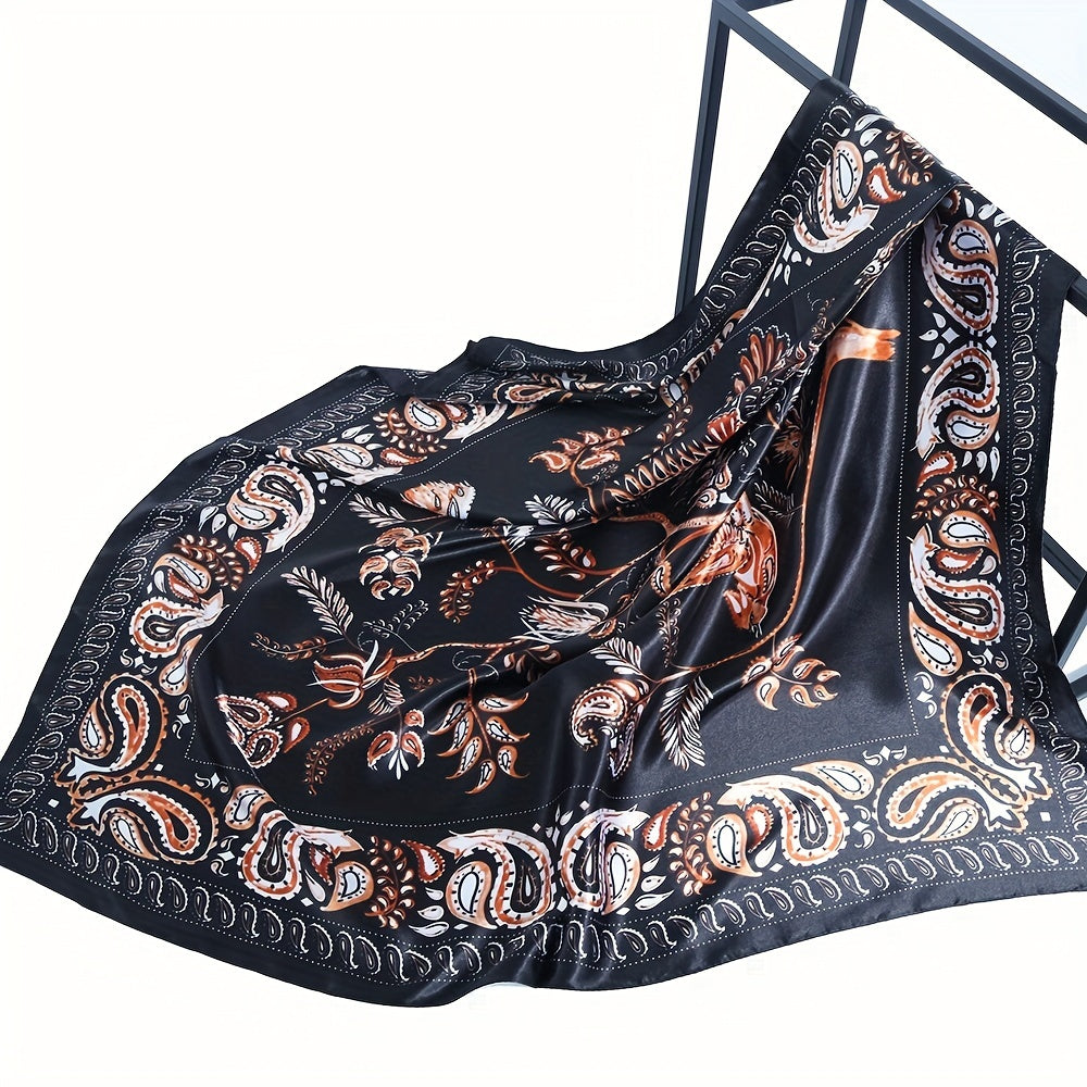 Paisley Print Square Scarf Classic Satin Bandana Vintage Neckerchief
