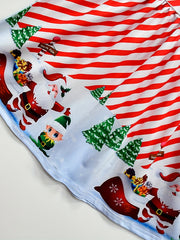 Santa Pattern A line Dress Girl's Christmas Outfit Kids Costume