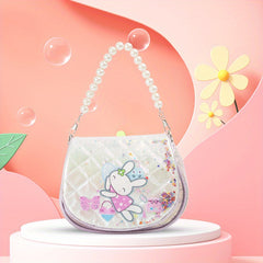 Girls Rabbit Handbag Sequin Underarm Bag Faux Pearl Handle