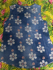 Denim & Flower Print Tank Top Sleeveless Crew Neck Casual Top