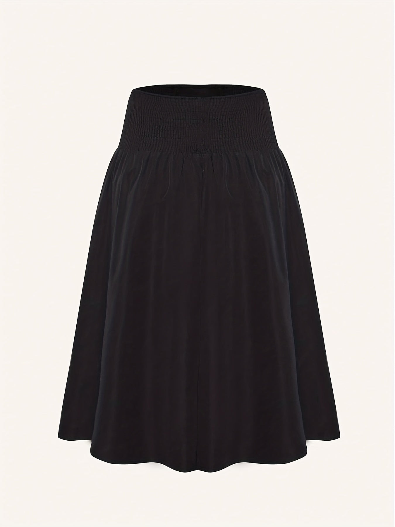 Gothic Skirt Solid Shirred Lace Up High Rise A line Maxi