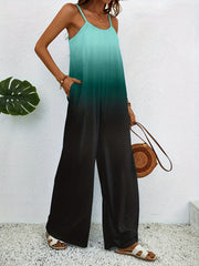 Boho Gradient Spaghetti Jumpsuit Wide Leg