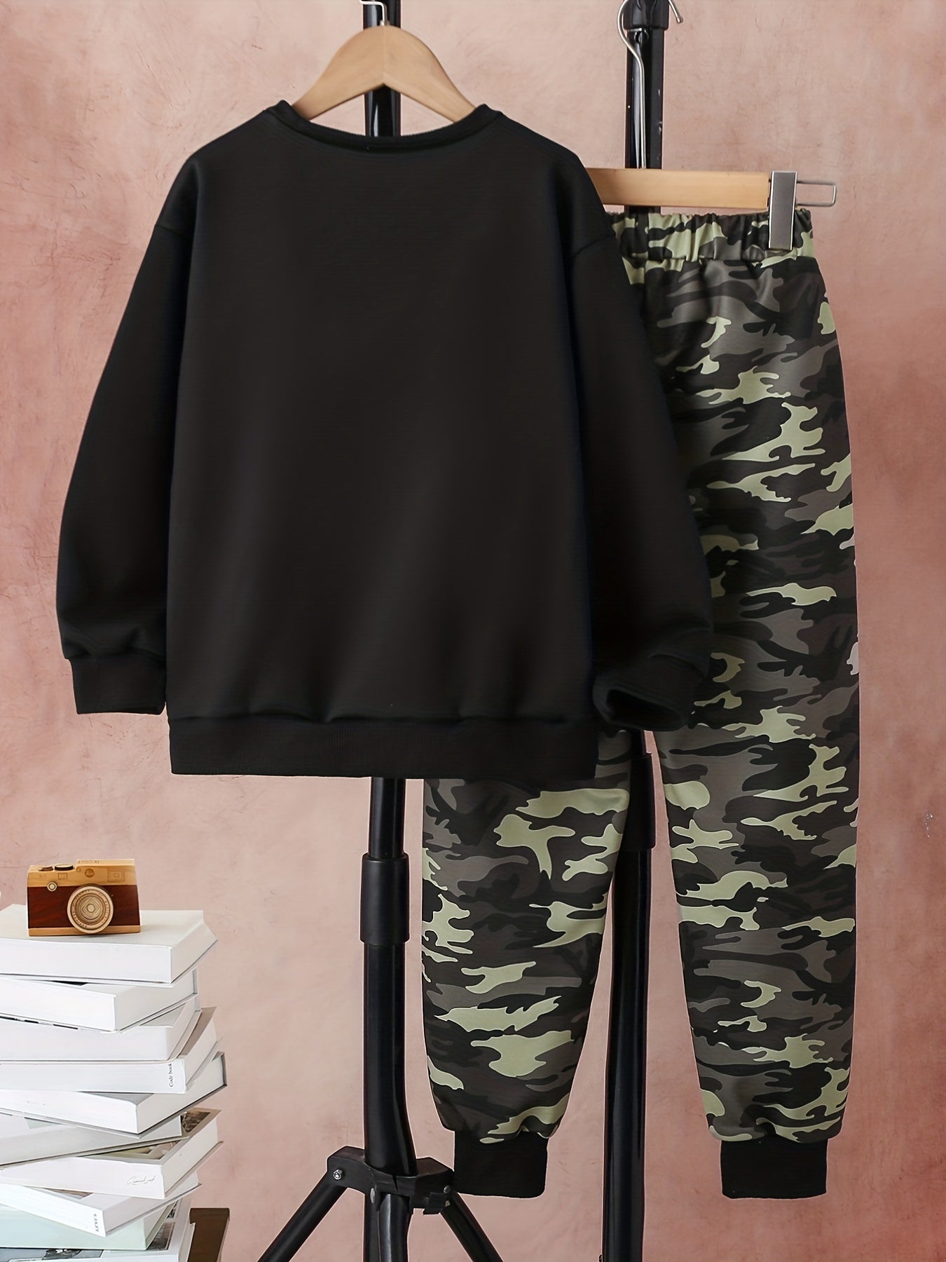 Boy's Camo Pattern 2pc Set Long Sleeve Casual Outfits Kids Clothes