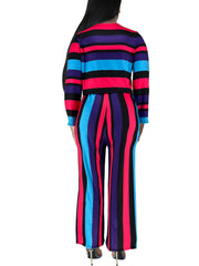 Colorblock Stripe Print Outfits 2 Piece Set