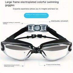 Adult Waterproof Anti-Fog Swimming Goggles with Silicone Cap
