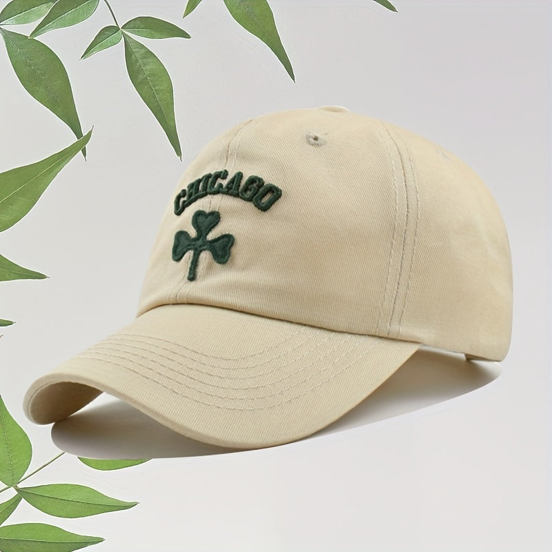 Lucky Clover Embroidered Baseball Cap Cotton Dad Hats