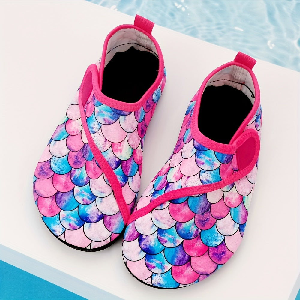 Girls' Fish Scale Water Shoes, Quick Dry & Non Slip for Summer Outdoor