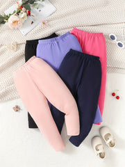 4pcs Girls' Skinny Leggings Set Stretch Ankle Length Kids Outfit