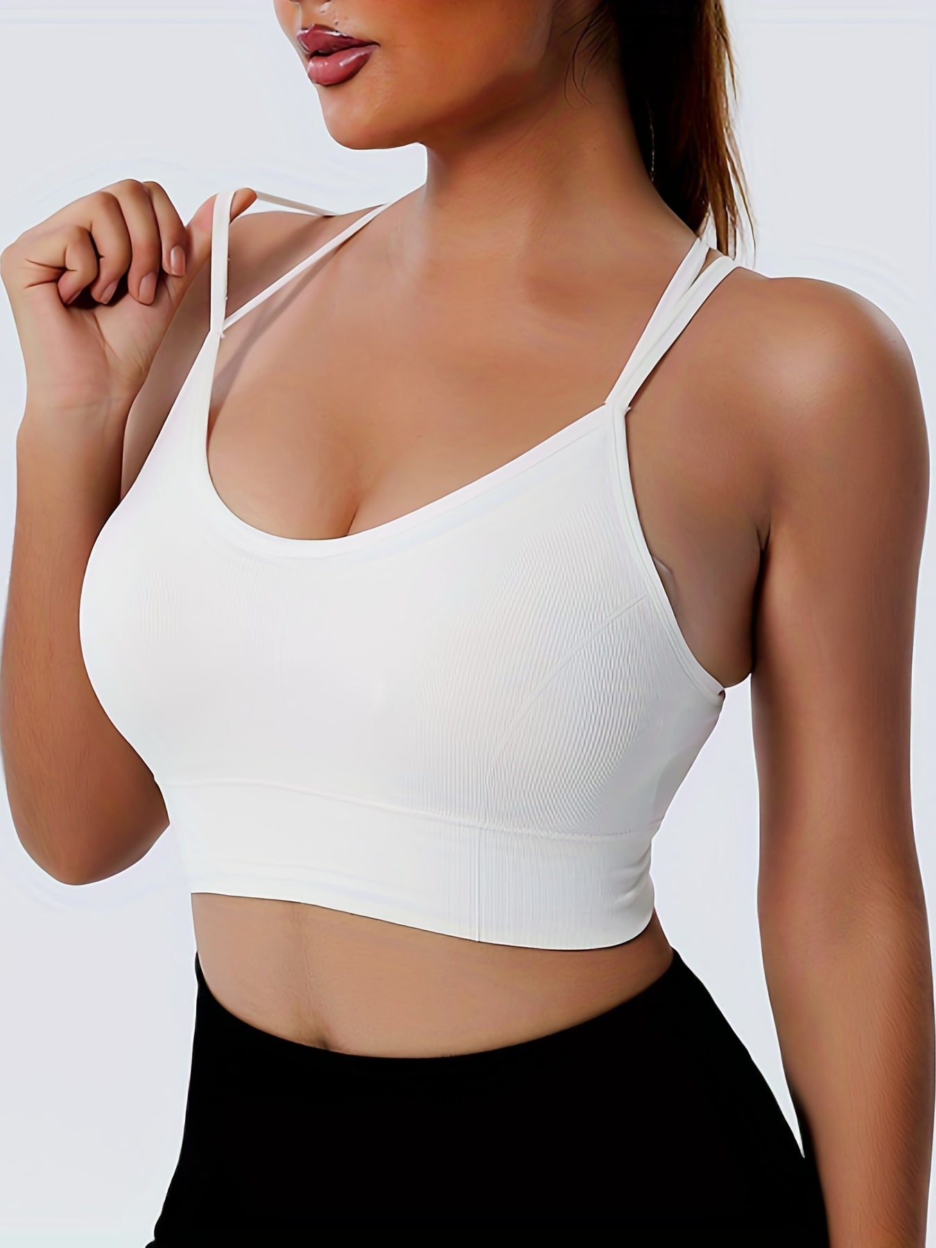 Solid Sports Cami Tops Comfy Running Workout Top Women's Lingerie