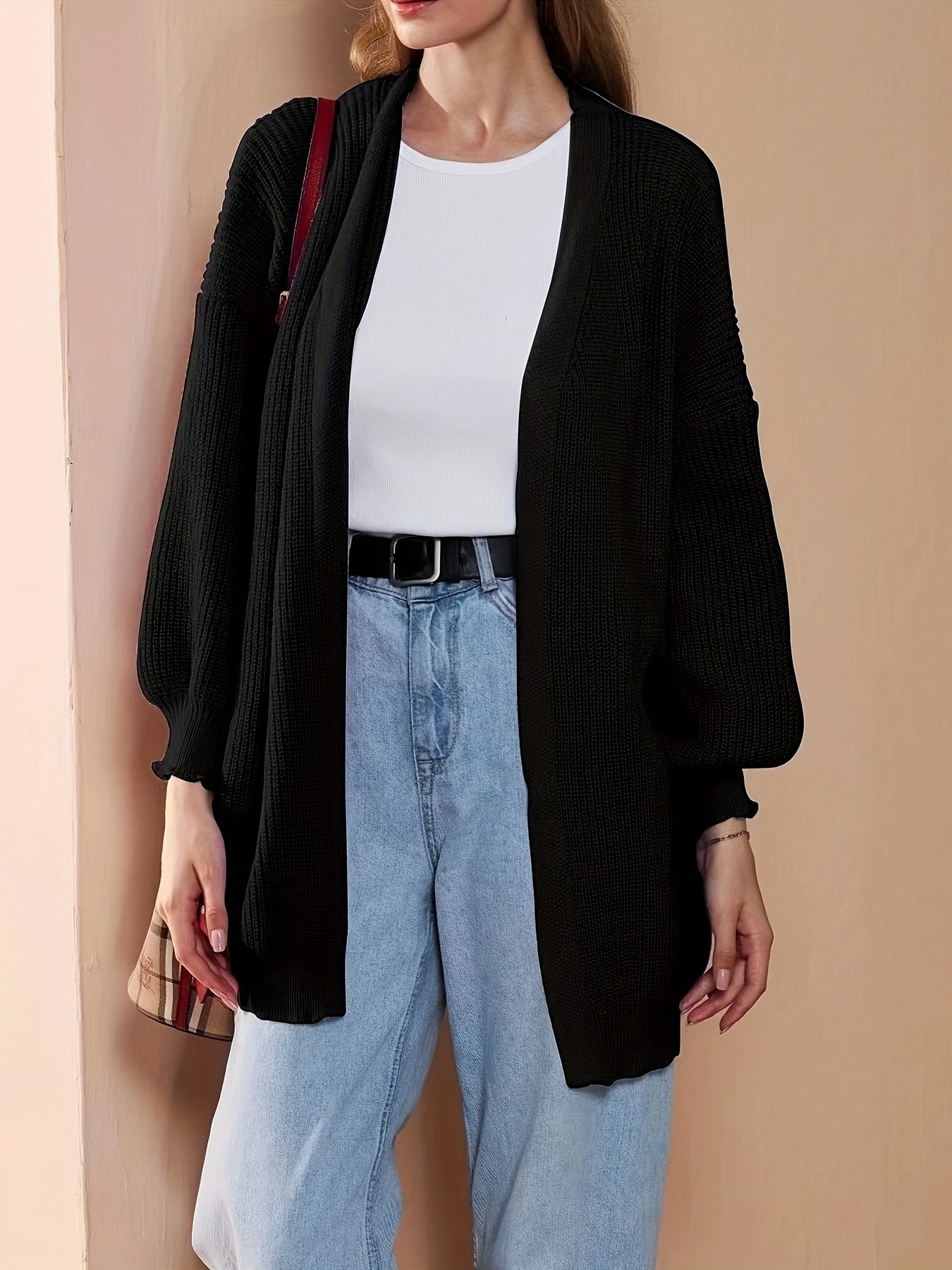Casual Sweater Women's Plus Knit Cardigan