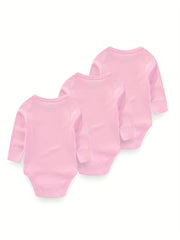 3Pcs Spring Autumn Unisex Long Sleeve Baby Bodysuits