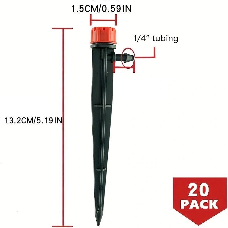 50pcs Adjustable 360 Degree Drip Emitters for 1/4 Drip Irrigation Tubing