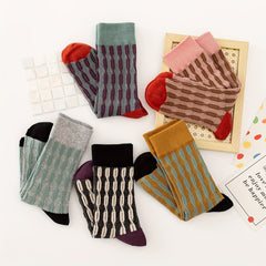 Colorblock Street Socks Retro Style Comfy Mid Tube Socks Women's