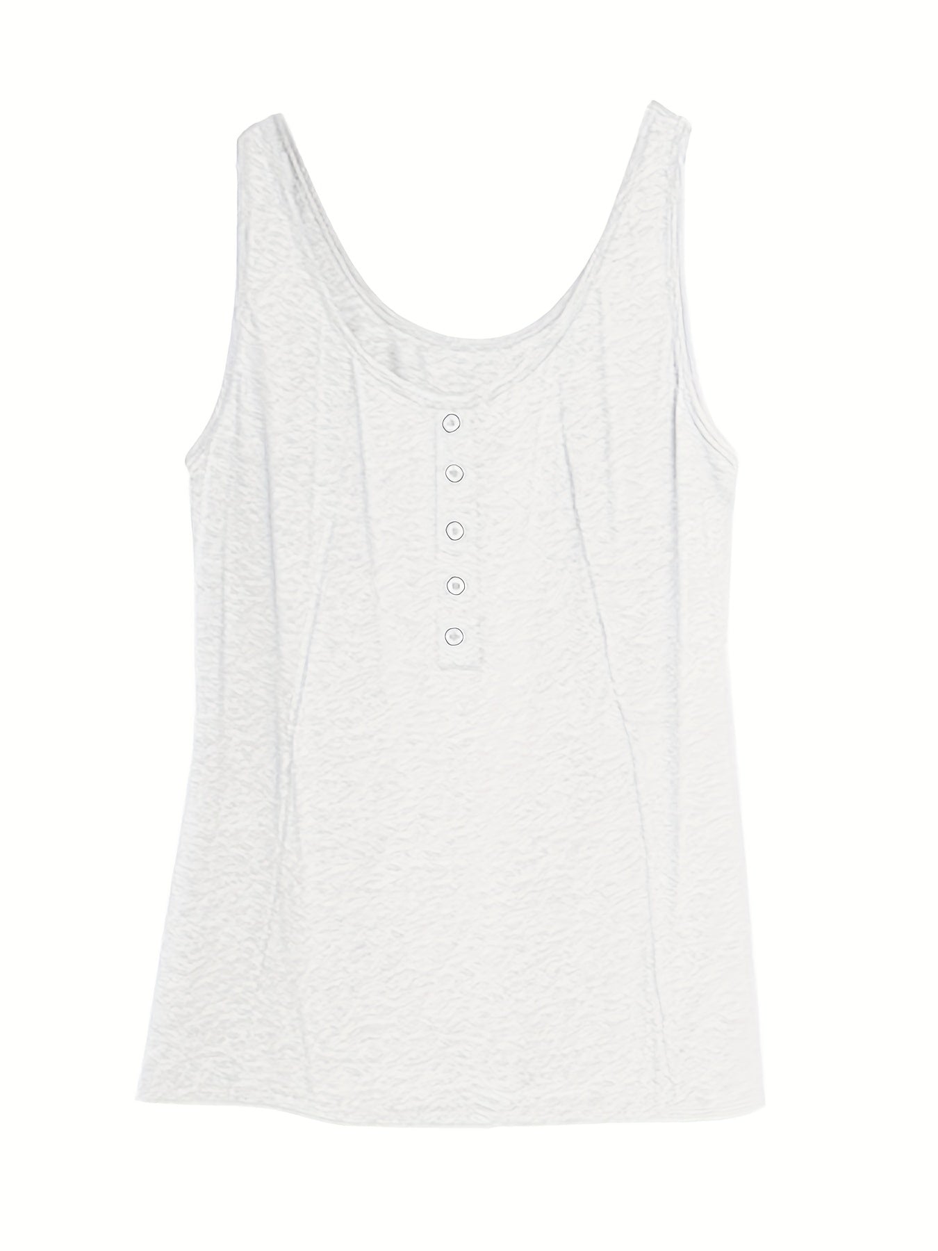 Button Decor Tank Top Sleeveless Round Neck Loose Casual Summer