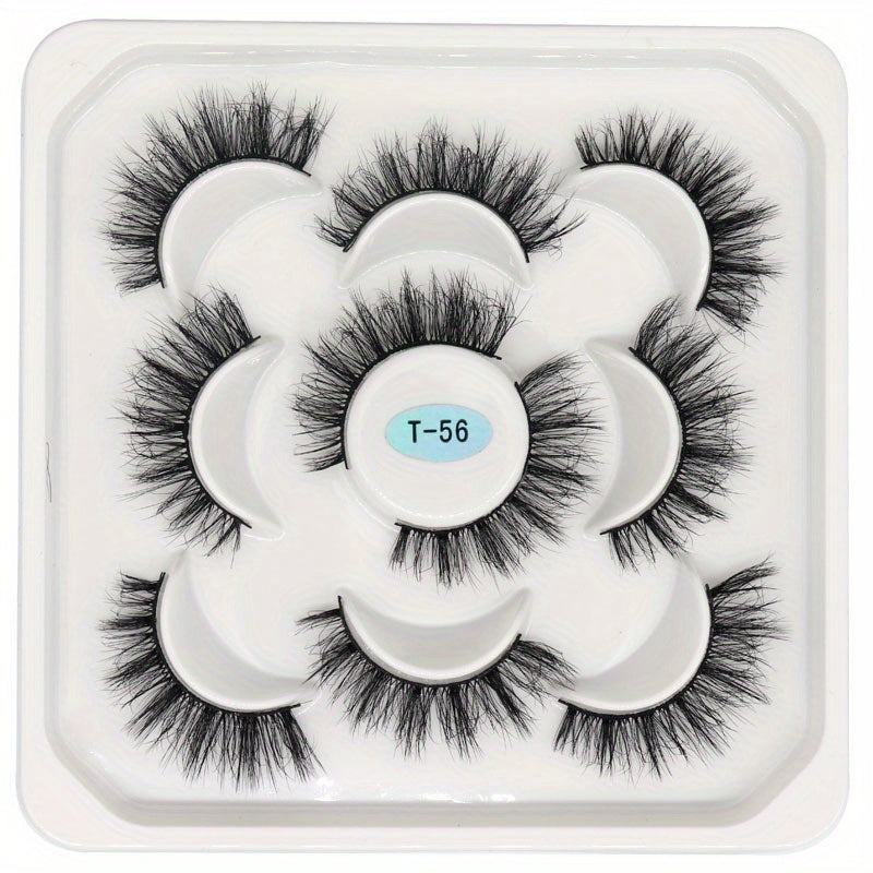 5 Pairs Fluffy Natural False Eyelashes Messy Faux Mink Extensions