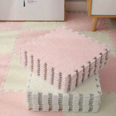 10pcs Anti Slip Plush Puzzle Foam Floor Seat Mat Interlocking Carpet Area Rug