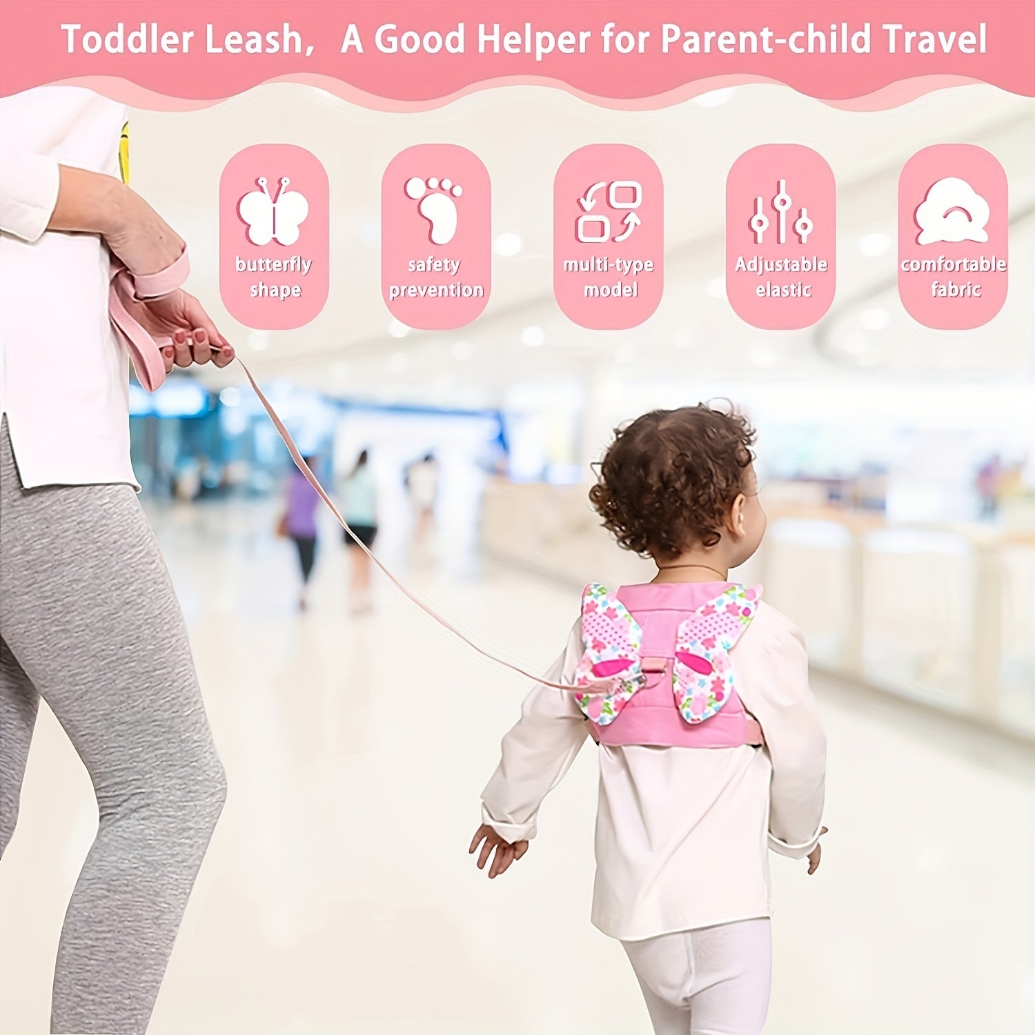 Girl's Butterfly Safety Harness Leash Set Anti Lost