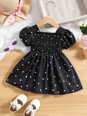 Heart Print Tunic Dress for Girls - Party Birthday Outfit