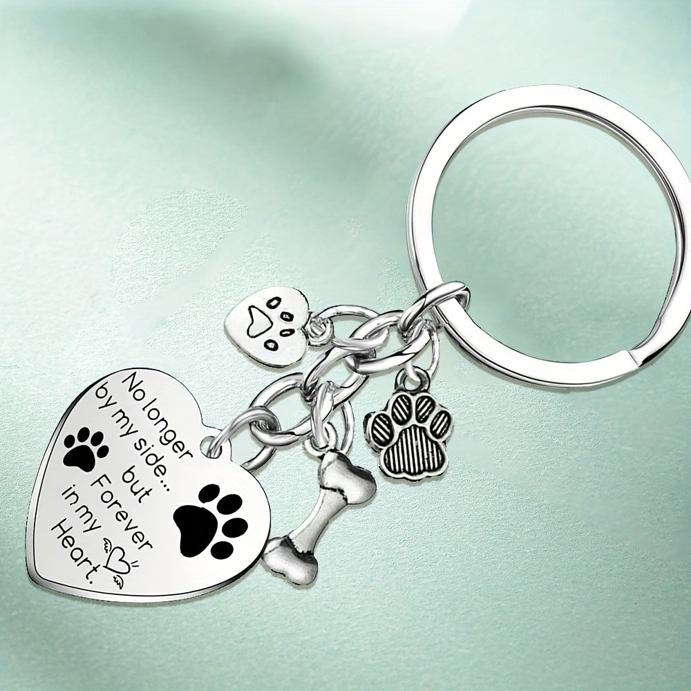 Dog Memorial Keychain Paw Prints Charm Sympathy Gift