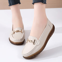 Women's Metal Decor Flat Loafers Soft Slip On Casual Walking Shoes