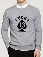 Lucky Spades 13 Men's Knit Sweater Warm Crew Neck Pullover