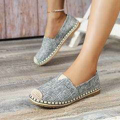 Women's Canvas Slip On Flat Shoes Soft Sole Comfy Walking Flats