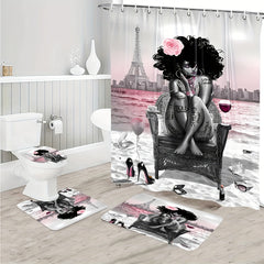 4pcs Personalized Art Women's Shower Curtain Set