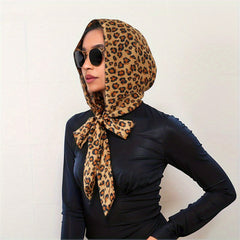 Leopard Print Hijab Lace Up Head Scarf Soft Turban Bandana