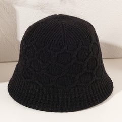 Woolen Knitted Plaid Bucket Hat for Women