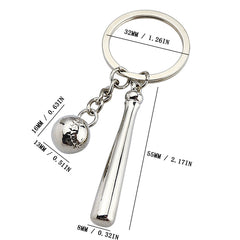 Baseball Bat Key Chain 3D Metal Sports Style Creative Gift