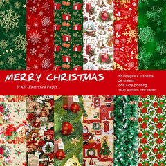24pcs Assorted Christmas Scrapbook Paper Pad for Decoupage Cardstock