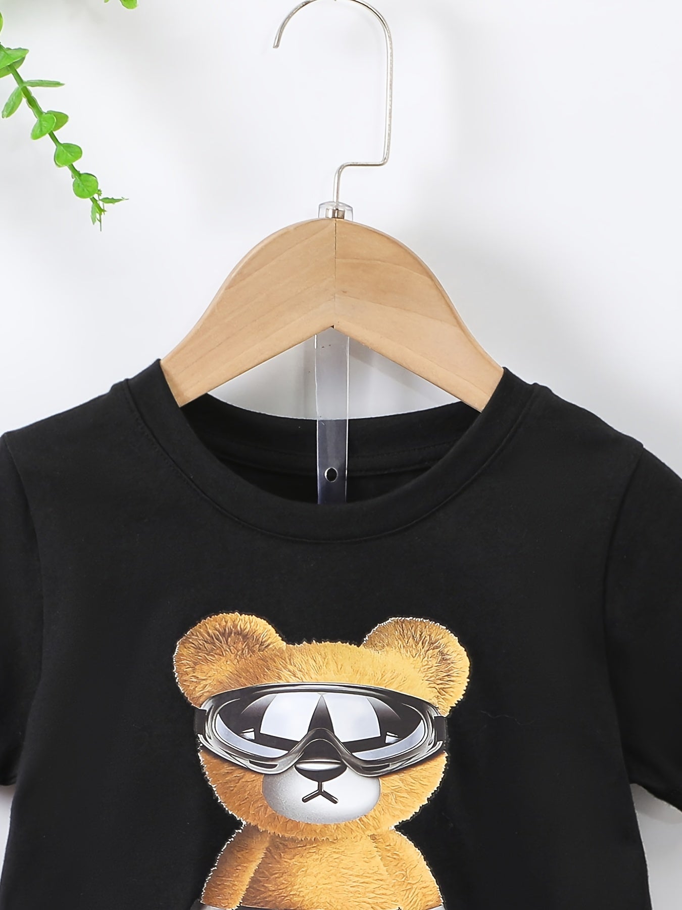 Boys Bear Graphic Outfit Short Sleeves Round Neck T shirt & Shorts