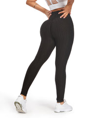 High Waist Textured Yoga Pants Tummy Control Leggings