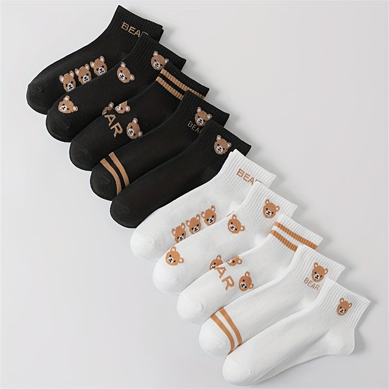10 Pairs Cartoon Bear Socks Women's Stockings