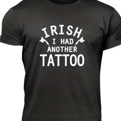 Men's Tattoo Print T shirt Casual Stretch Tee