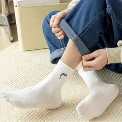 Men's Solid Crew Socks Breathable Comfy Casual Unisex Outdoor All Seasons