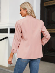 Open Front 3/4 Sleeve Blazer Solid V Neck Office Outerwear