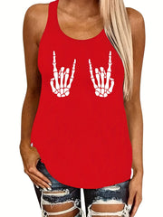 Skull Hand Print Tank Top Sleeveless Crew Neck Casual Summer Women's Clothing