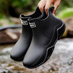 Short Tube Women's Rain Boots Waterproof Non slip Warm Fishing Work Water Boots