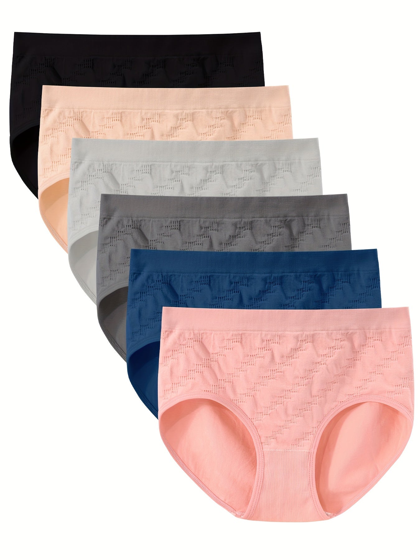 6pc Textured Briefs Comfy & Stretchy Intimates Panties Women's Underwear