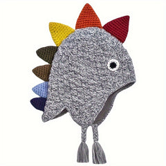 Double Layer Dinosaur Hat Kids Knitted Ear Protection Beanie