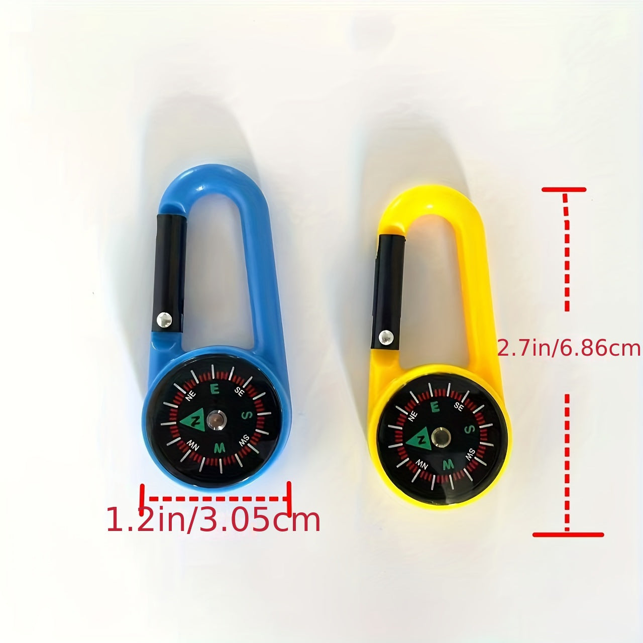 2pcs Small Metal Buckle With Compass Keychain For Camping Hiking Adventure