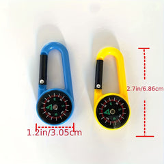 2pcs Small Metal Buckle With Compass Keychain For Camping Hiking Adventure