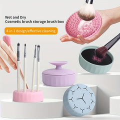 Silicone Brush Cleaning Storage Box Beauty Bracket Wet Dry Makeup Cleaner