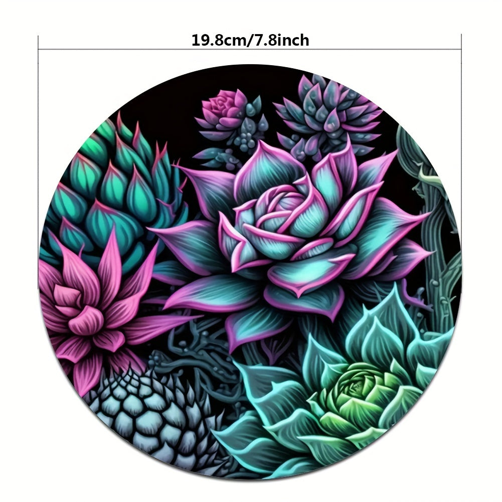 Succulent Plants Mouse Pad Non Slip Rubber Laptop Office Decor