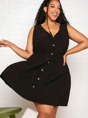 V Neck Button Tank Dress