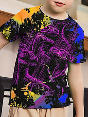Boy's Dinosaur Graphic T shirt Casual Stretch Tee Kid's Clothing