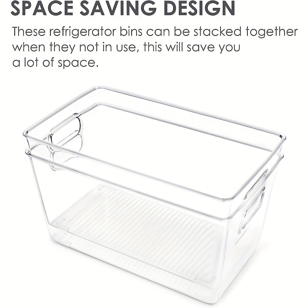 2pcs Clear Plastic Pantry Organizer Bins Food Storage Bins With Handles